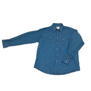 Wrangler Wrancher Blue Plaid Western Shirt